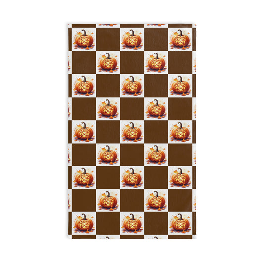 Autumn Pumpkin Hand Towel, Seasonal Kitchen Towel, Fall Decor, Thanksgiving Hand Towel, Rustic Home Accessory
