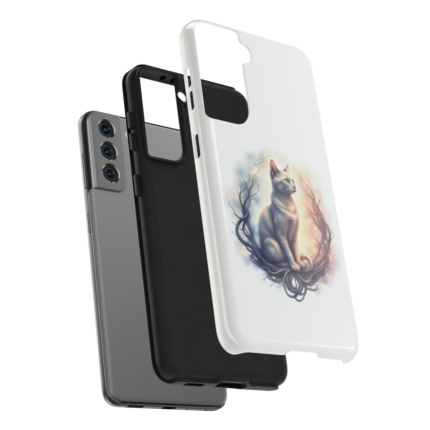 Artistic Cat Phone Case, Tough Phone Cases, Pet Lover Gift, Cat Lover Accessory, Unique Phone Cover, Protector Case