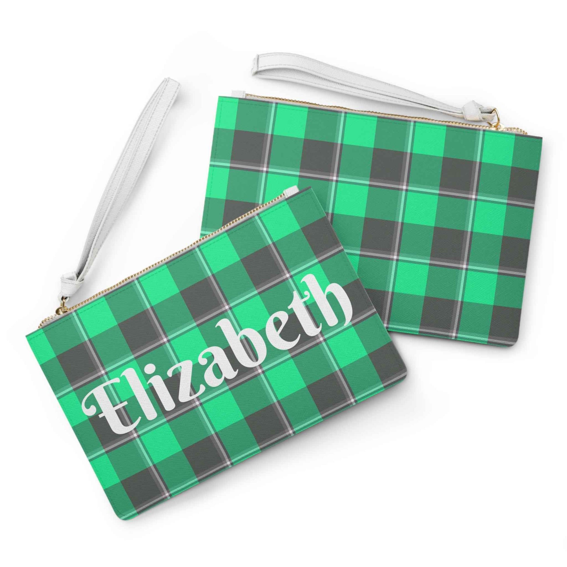 Personalized Plaid Clutch Bag, Monogrammed Accessory for Her, Stylish Evening Bag, Custom Gift for Birthdays, Fashion Handbag