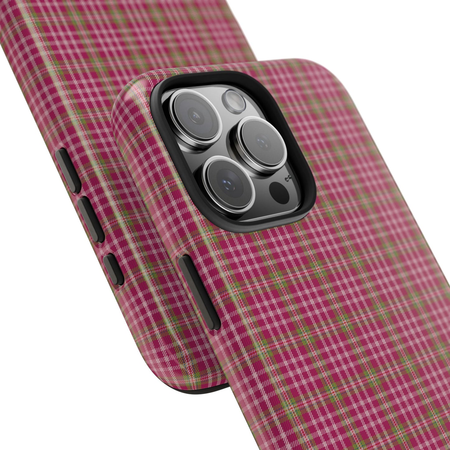 Stylish Tough Phone Cases - Protect Your Phone with Trendy Plaid Design, Gift for Her, Pink Plaid Design