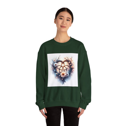 Floral Heart Crewneck Sweatshirt | Cozy Unisex Gift for Nature Lovers, Casual Wear, Spring Fashion, Eco-Friendly Style - Celtic Scents