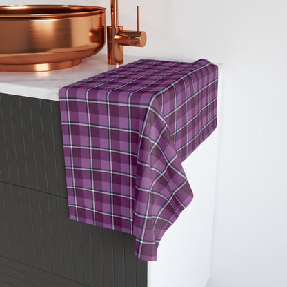 Purple Plaid Hand Towel, Cozy Bathroom Decor, Stylish Kitchen Towel, Farmhouse Accessories, Gift for Homeowner