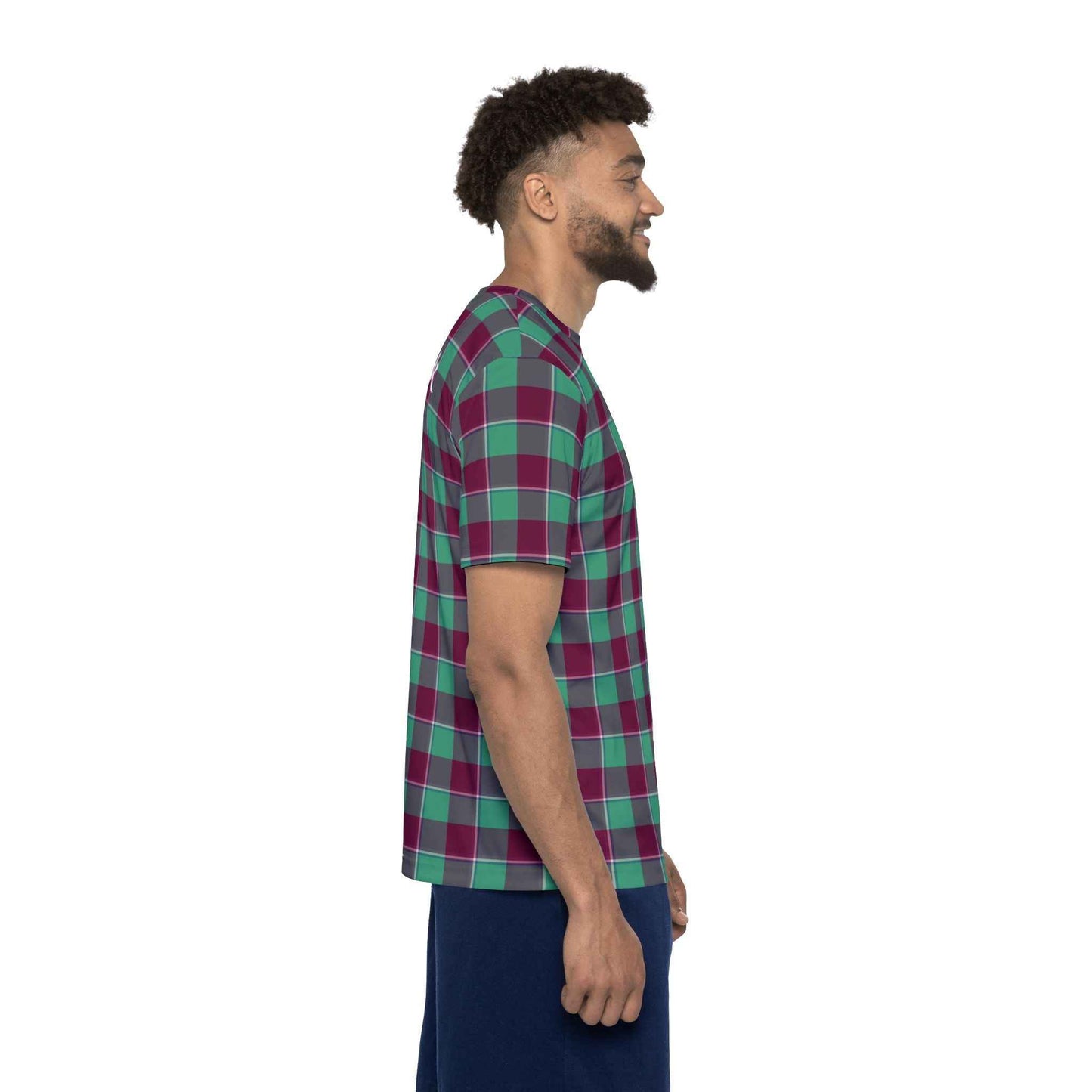 Plaid Sports Jersey for Men, Personalized Athletic Tee, Casual Sportswear