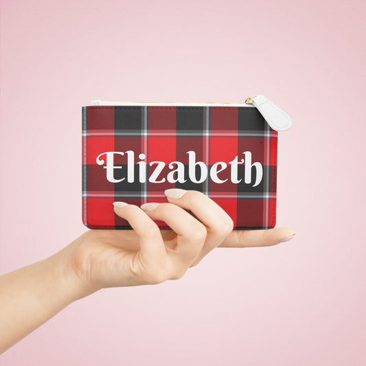 Personalized Mini Clutch Bag, Red Plaid Pouch, Custom Name Wallet, Fashion Accessory, Perfect Gift for Her, Holiday Essentials - Celtic Scents
