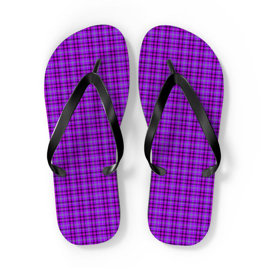 Stylish Purple Plaid Flip Flops | Summer Footwear for Beach, Pool Parties, Vacation, Travel, Casual Wear - Celtic Scents