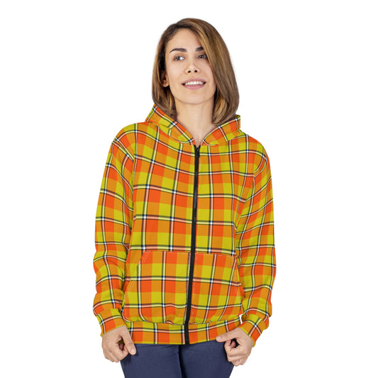 Vibrant Plaid Unisex Zip Hoodie, Cozy Layering Piece, Perfect for Fall Outings, Great Gift for Teens and Adults - Celtic Scents
