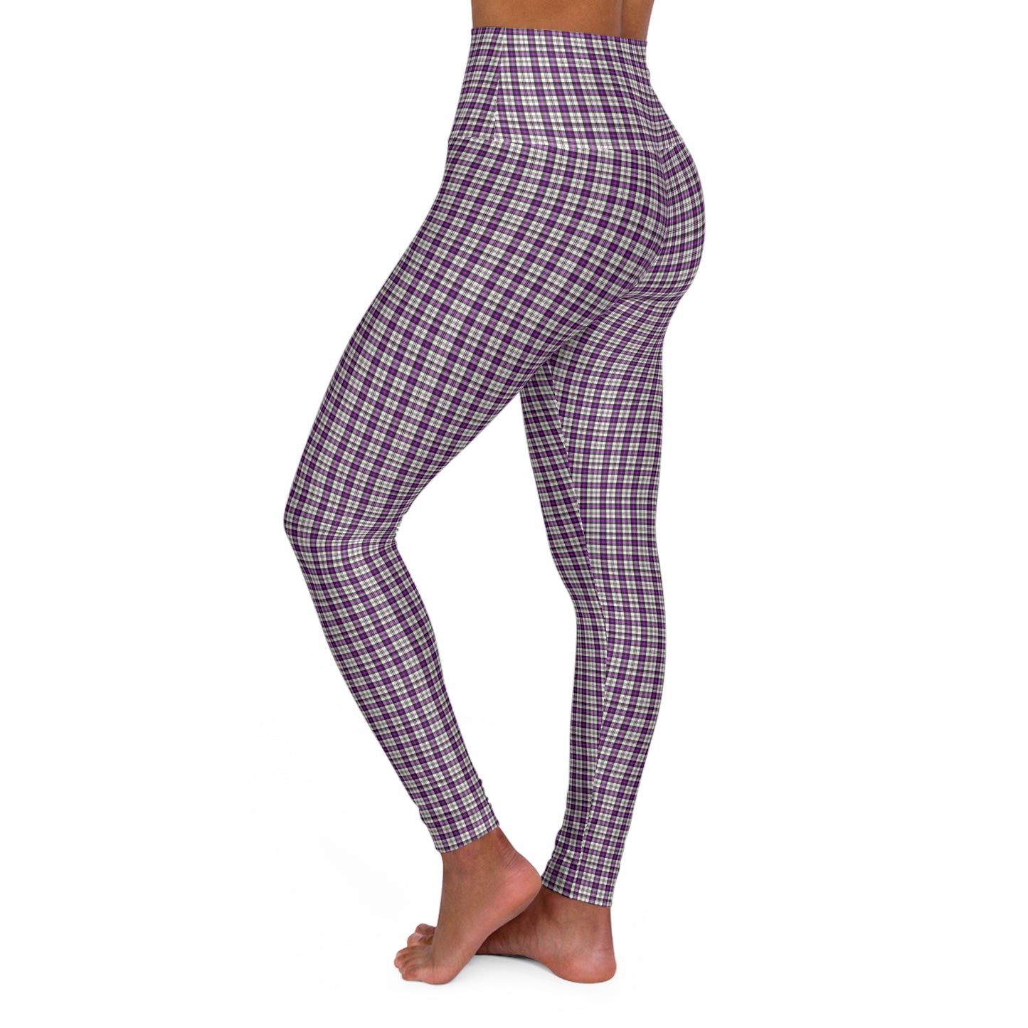 Stylish High Waisted Purple Plaid Yoga Leggings for Comfort and Performance, Workout Leggings, Athletic Wear, Gift for Fitness Enthusiasts - Celtic Scents