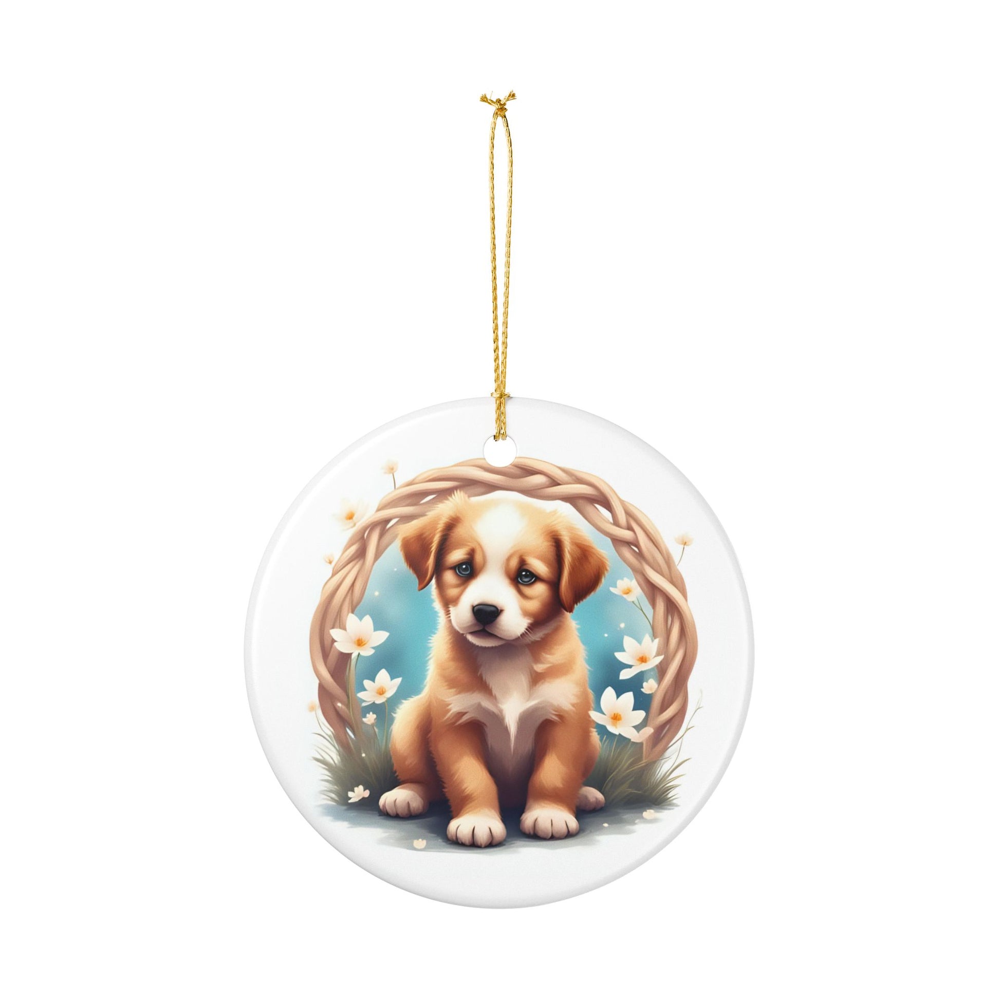 Adorable Puppy Ceramic Ornament, Pet Lover Gift, Home Decor, Holiday Decoration, Personalized Keepsake, Dog Lover Ornaments - Celtic Scents