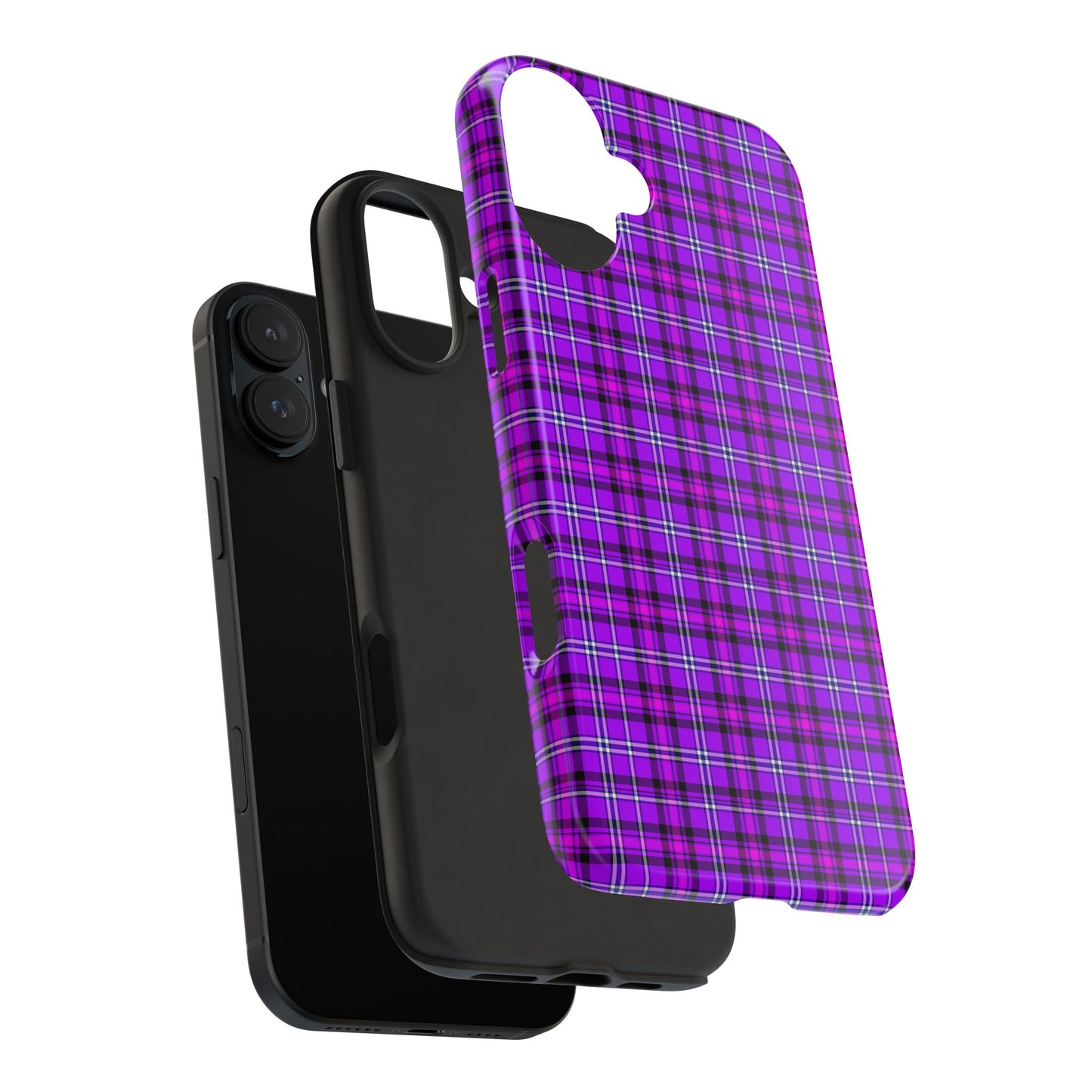 Purple Plaid Stylish Tough Phone Cases, Durable Phone Cover, Protective Case, Trendy Design, Gifts for Her