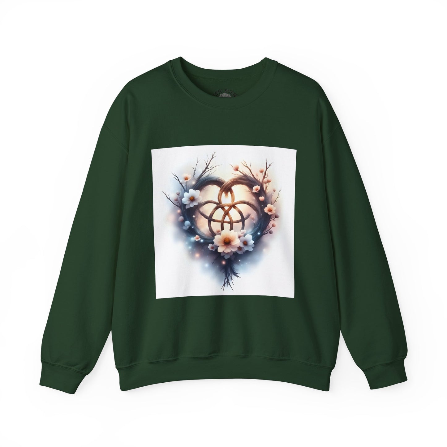 Floral Heart Crewneck Sweatshirt | Cozy Unisex Gift for Nature Lovers, Casual Wear, Spring Fashion, Eco-Friendly Style - Celtic Scents