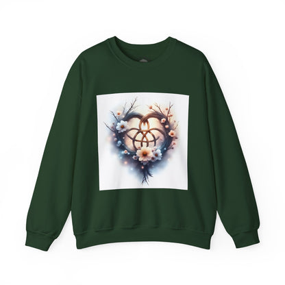 Floral Heart Crewneck Sweatshirt | Cozy Unisex Gift for Nature Lovers, Casual Wear, Spring Fashion, Eco-Friendly Style - Celtic Scents