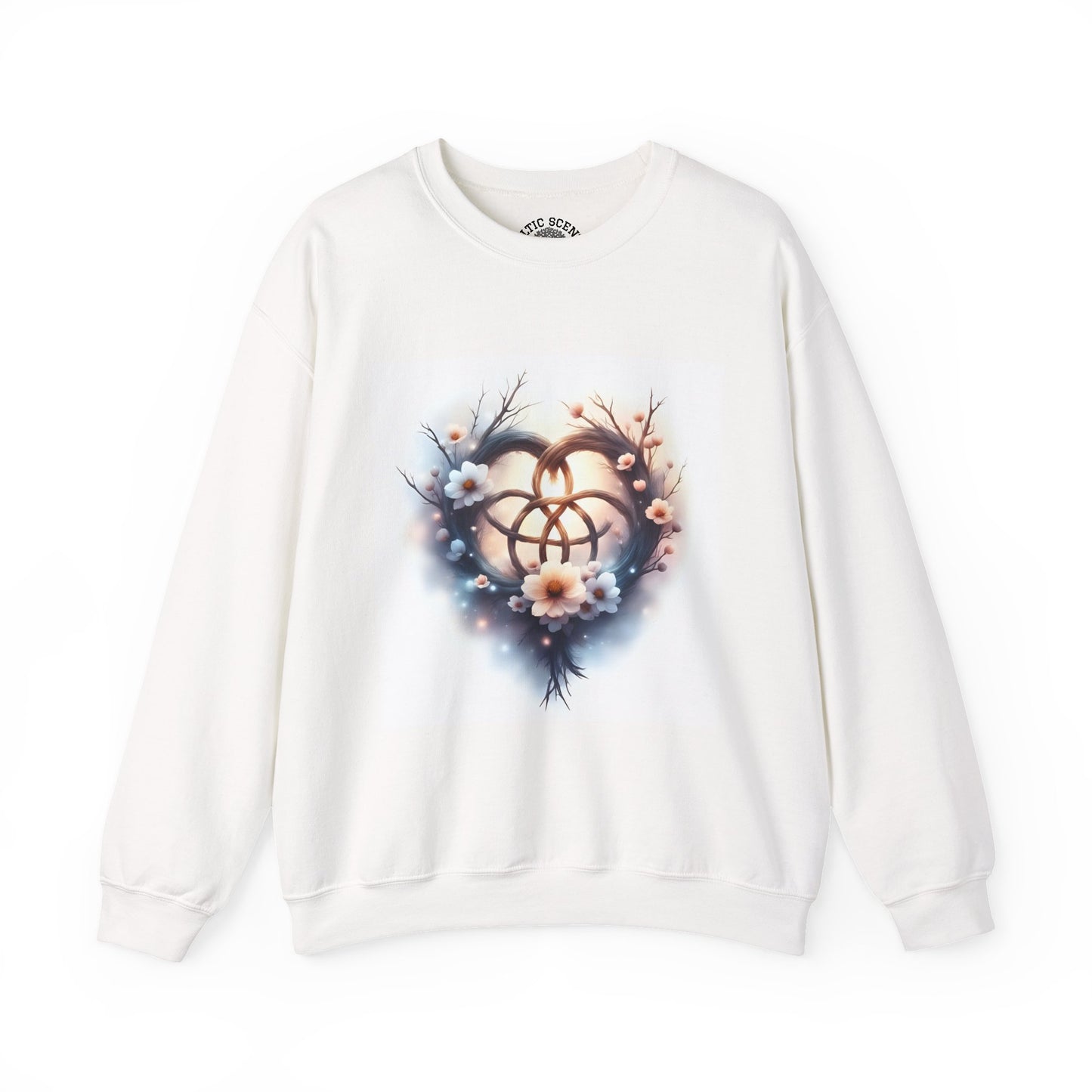 Floral Heart Crewneck Sweatshirt | Cozy Unisex Gift for Nature Lovers, Casual Wear, Spring Fashion, Eco-Friendly Style - Celtic Scents