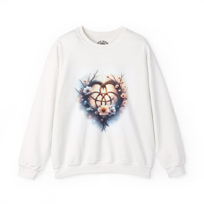Floral Heart Crewneck Sweatshirt | Cozy Unisex Gift for Nature Lovers, Casual Wear, Spring Fashion, Eco-Friendly Style - Celtic Scents