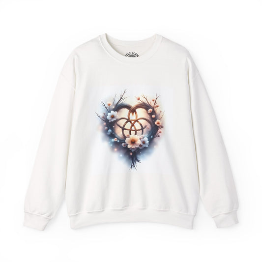 Floral Heart Crewneck Sweatshirt | Cozy Unisex Gift for Nature Lovers, Casual Wear, Spring Fashion, Eco-Friendly Style - Celtic Scents