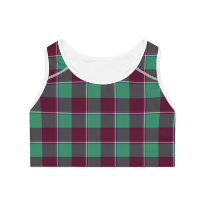 Plaid Pattern Sports Bra, Stylish Activewear, Gymwear, Workout Top, Fitness Apparel, Training Bra - Celtic Scents