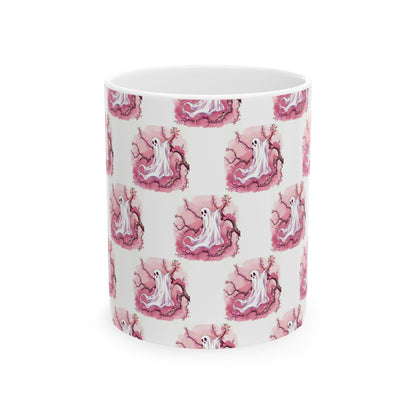 Whimsical Ghost Ceramic Mug - Perfect for Halloween, Coffee Lovers, Unique Gift, Cute Drinkware, Holiday Decor - Celtic Scents