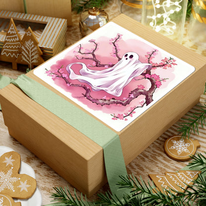 Whimsical Ghost Cherry Blossom Stickers, Cute Decor, Gift for Halloween, Kawaii Sticker, Laptop Decal - Celtic Scents