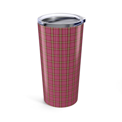 Cozy Pink Plaid Tumbler 20oz - Stylish Travel Mug for Hot & Cold Beverages, Perfect Gift for Fall, Coffee Lovers, Home Decor, Outdoor Adventures - Celtic Scents