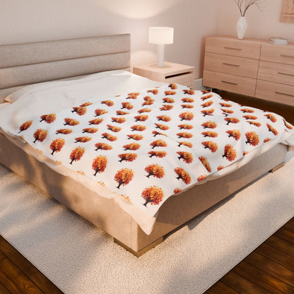 Cozy Velveteen Plush Blanket with Autumn Tree Design, Soft Throw for Home Decor, Gifts, Fall Decor, Warm Blanket, Couch Blanket - Celtic Scents