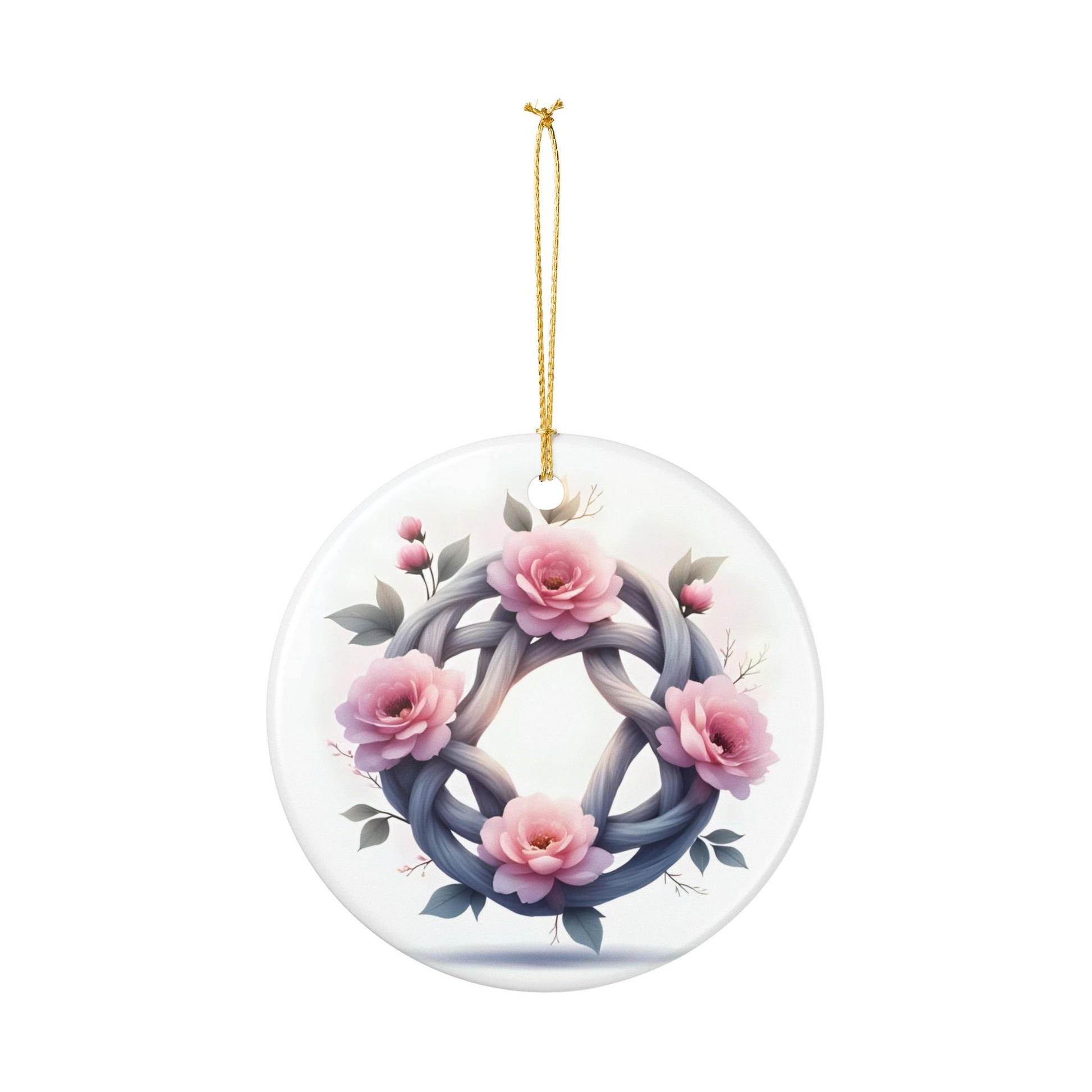Floral Ceramic Ornament for Home Decor, Holiday Gift, Christmas Decoration, Wall Hanging, Gift for Her, Celtic Knot Design - Celtic Scents