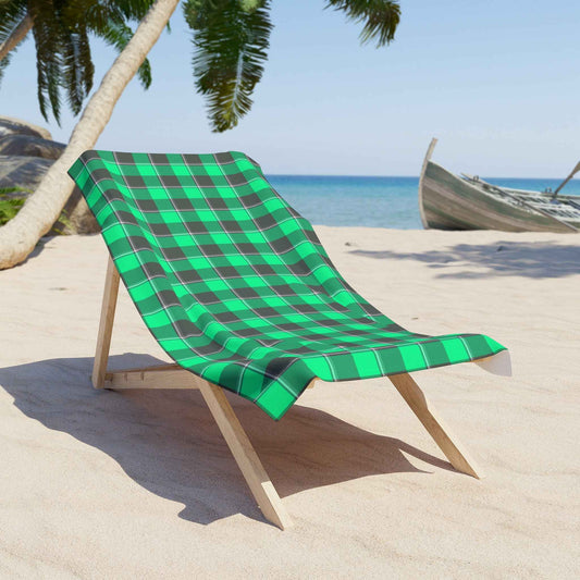 Green Plaid Beach Towel, Summer Essential, Poolside Accessory, Gift for Beach Lovers, Vacation Must-Have, Home Decor