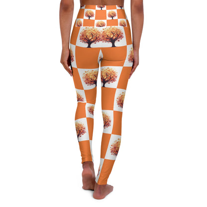 High Waisted Yoga Leggings with Autumn Tree Design, Fitness Wear, Activewear, Gift for Yoga Lovers, Comfortable Leggings, Exercise Apparel - Celtic Scents