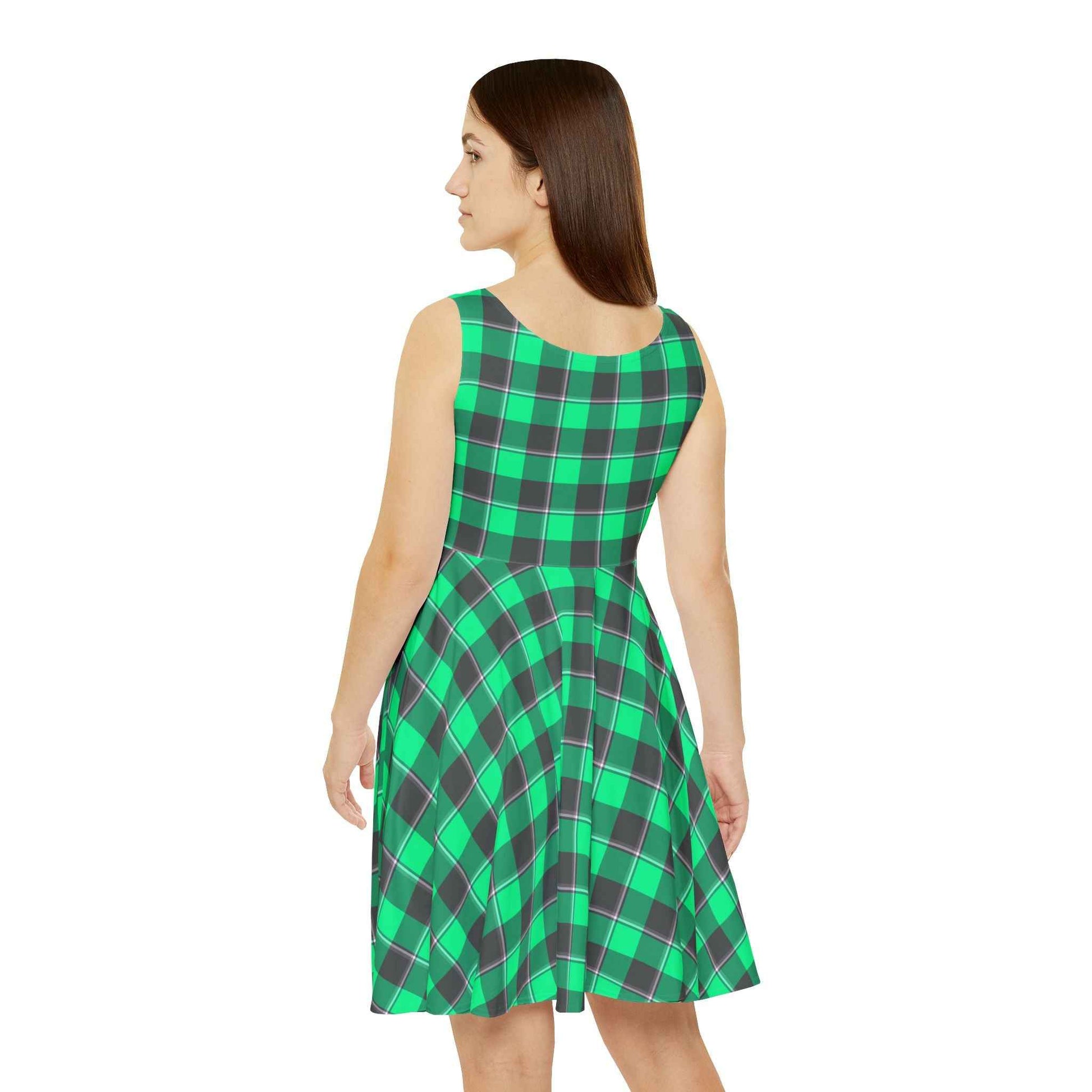 Plaid Women's Skater Dress, Casual Summer Dress, Boho Style Dress, Party Dress, Everyday Wear Dress, Holiday Dress, Gift Idea