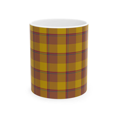 Autumn Plaid Ceramic Mug, 11 oz and 15 oz Sizes, Perfect for Coffee Lovers, Gift Ideas, Holidays, Birthdays - Celtic Scents