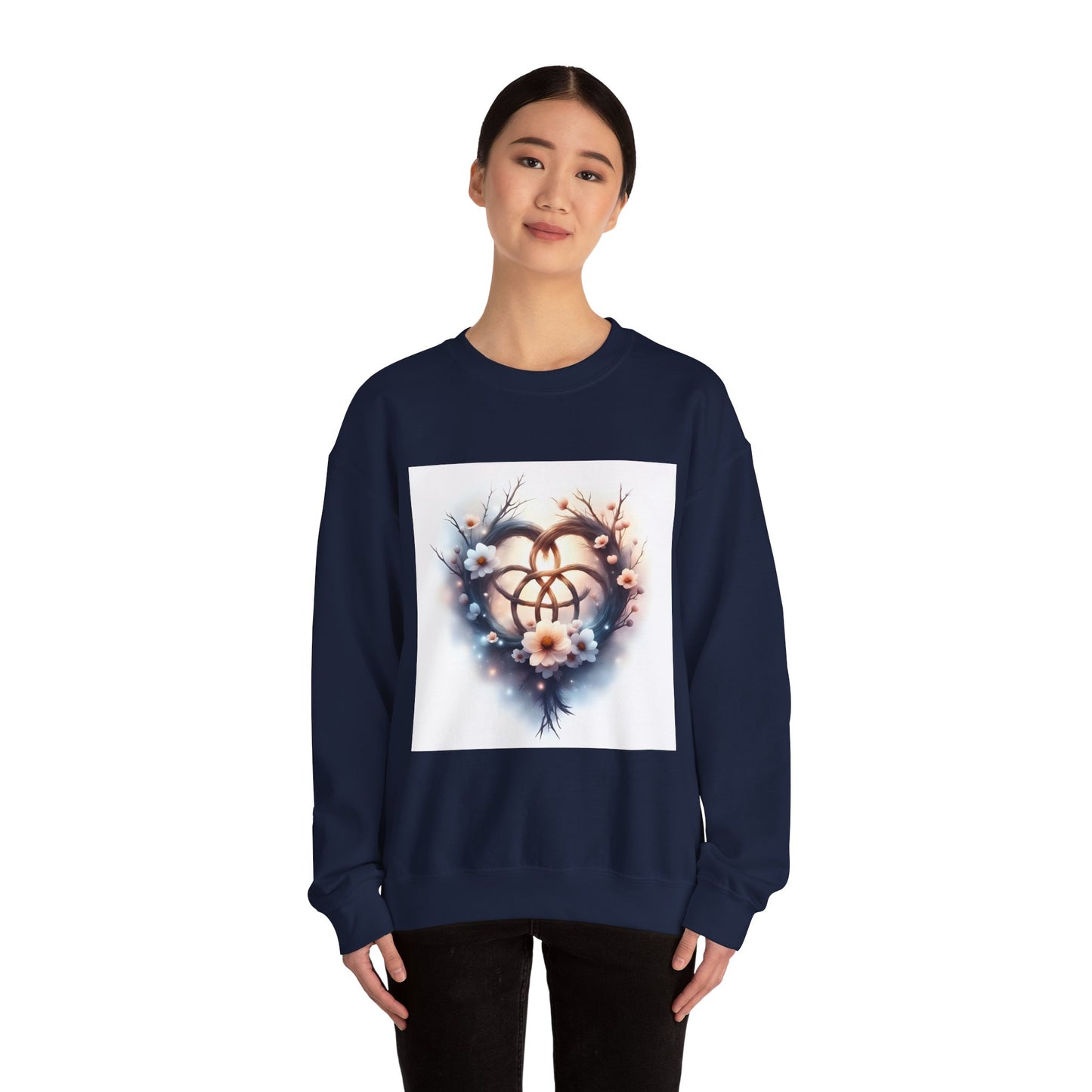 Floral Heart Crewneck Sweatshirt | Cozy Unisex Gift for Nature Lovers, Casual Wear, Spring Fashion, Eco-Friendly Style - Celtic Scents