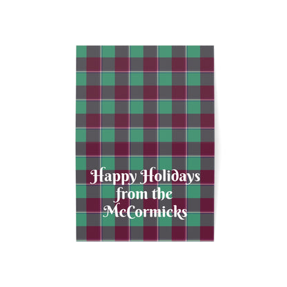Plaid Holiday Greeting Cards, Customizable, Festive Wishes, Perfect for Christmas, Thanksgiving, Family Celebrations, 1-50 Packs - Celtic Scents