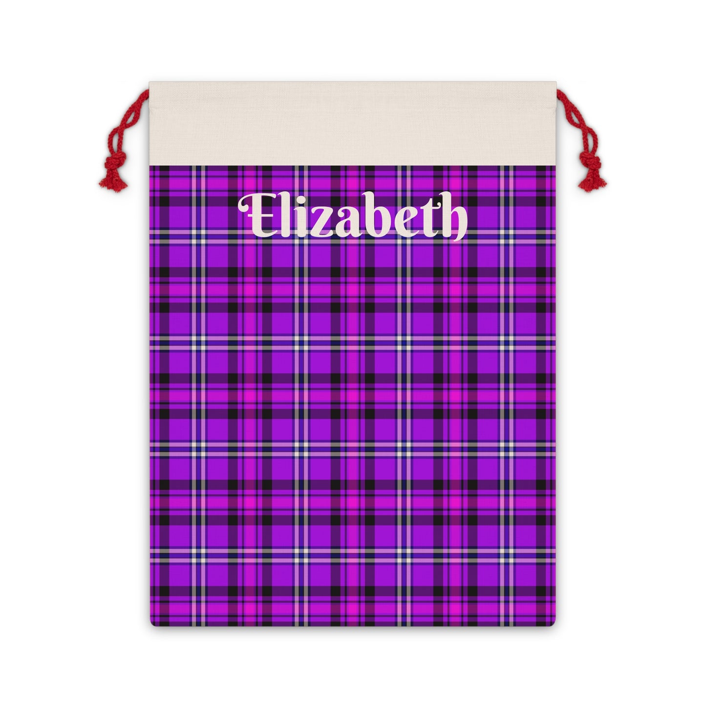 Personalized Plaid Gift Bag, Custom Name Gift Sacks, Holiday Gift Pouch, Cute Party Favor Bags, Unique Christmas Wrapping - Celtic Scents