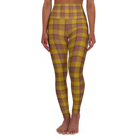 Plaid High Waisted Yoga Leggings, Comfortable Fitness Tights, Stylish Workout Gear, Activewear for Women, Autumn Fashion