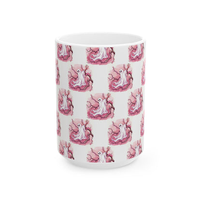 Whimsical Ghost Ceramic Mug - Perfect for Halloween, Coffee Lovers, Unique Gift, Cute Drinkware, Holiday Decor - Celtic Scents