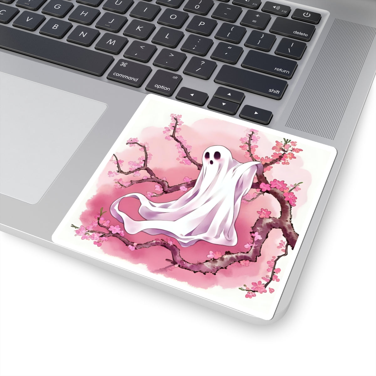 Whimsical Ghost Cherry Blossom Stickers, Cute Decor, Gift for Halloween, Kawaii Sticker, Laptop Decal - Celtic Scents