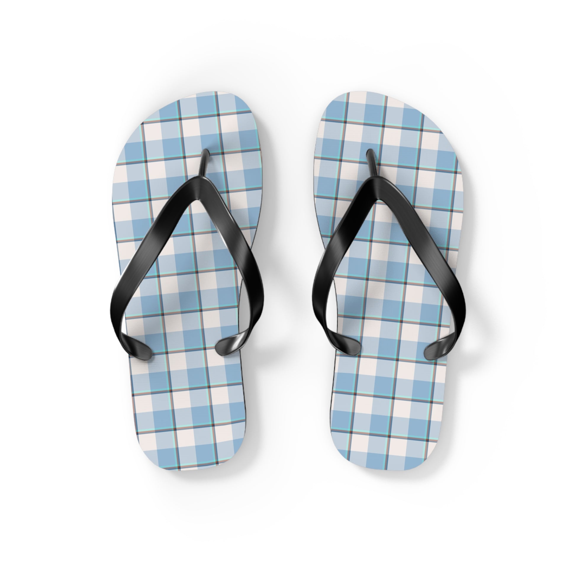 Stylish Blue Plaid Flip Flops for Summer, Beach Sandals, Casual Footwear, Vacation Shoes, Pool Essentials - Celtic Scents
