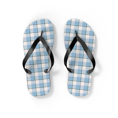 Stylish Blue Plaid Flip Flops for Summer, Beach Sandals, Casual Footwear, Vacation Shoes, Pool Essentials - Celtic Scents
