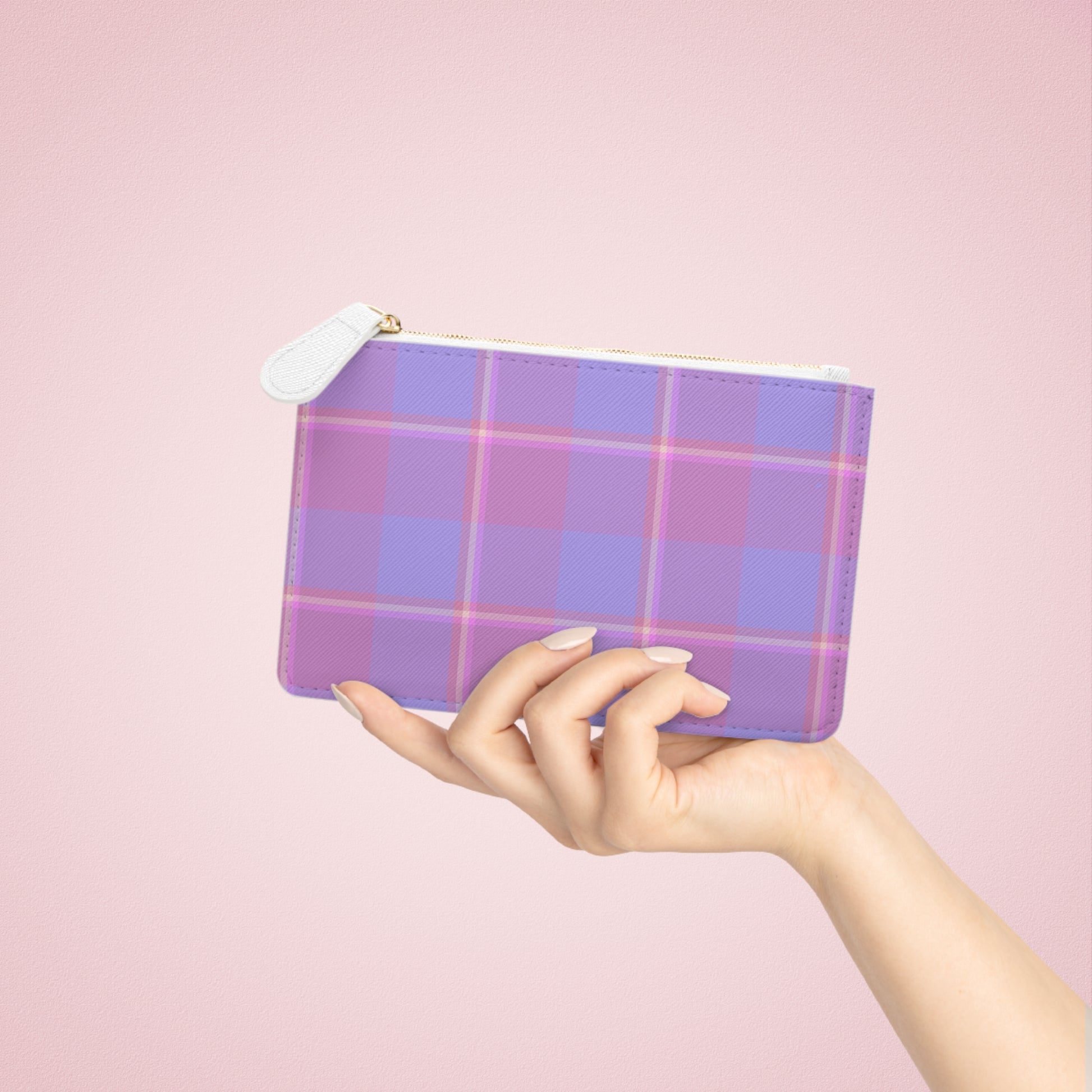 Personalized Mini Clutch Bag, Custom Name Purse, Plaid Makeup Pouch, Cute Gift for Her, Travel Essentials, Bridesmaid Accessory - Celtic Scents