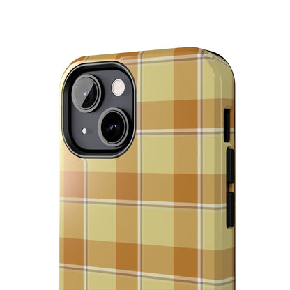 Stylish Autumn Plaid Tough Phone Cases, Trendy Phone Accessories, Durable Phone Protection, Yellow and Brown Plaid, Perfect Gift - Celtic Scents