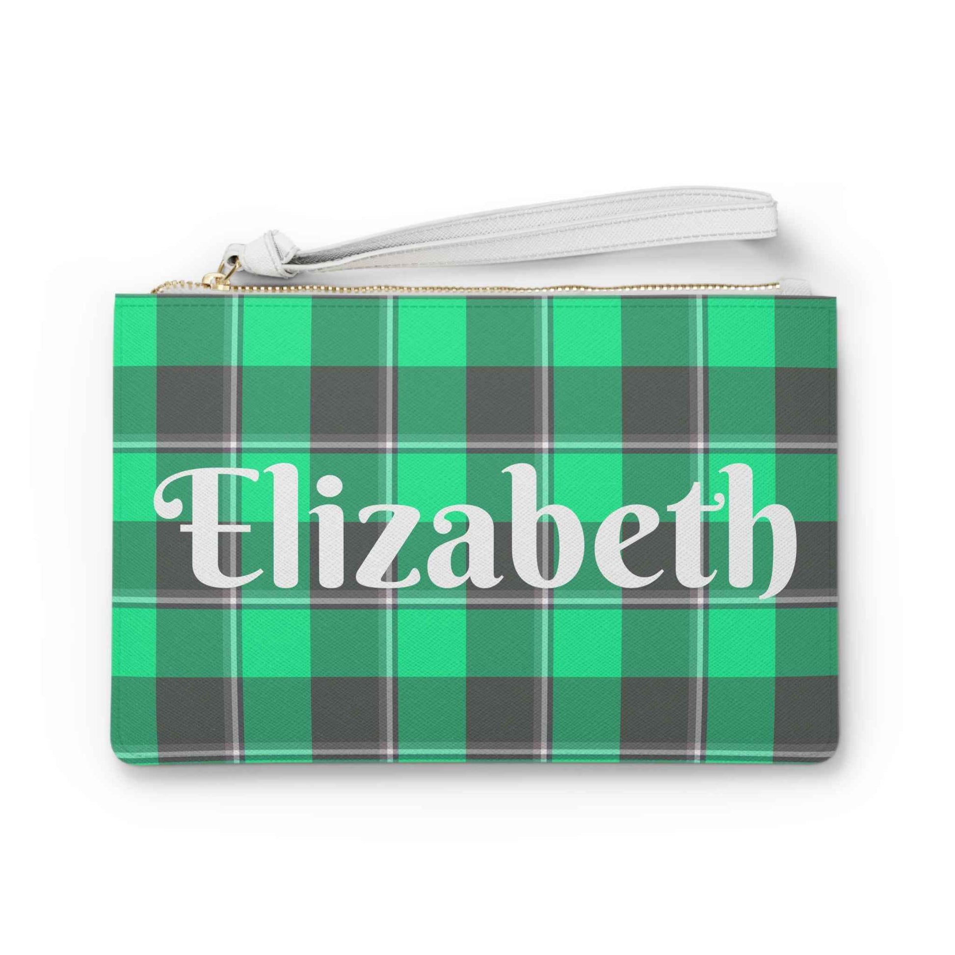 Personalized Plaid Clutch Bag, Monogrammed Accessory for Her, Stylish Evening Bag, Custom Gift for Birthdays, Fashion Handbag