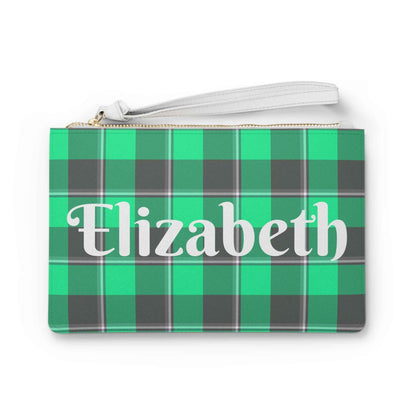 Personalized Plaid Clutch Bag, Monogrammed Accessory for Her, Stylish Evening Bag, Custom Gift for Birthdays, Fashion Handbag