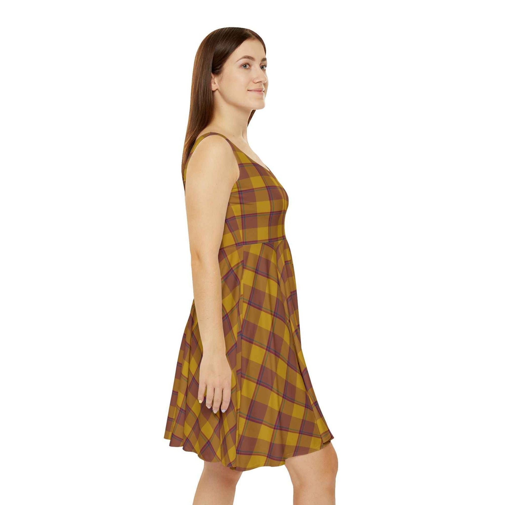Autumn Plaid Skater Dress | Casual Day Dress, Fall Fashion, Vintage Style, Everyday Wear, Special Occasions, Perfect Gift