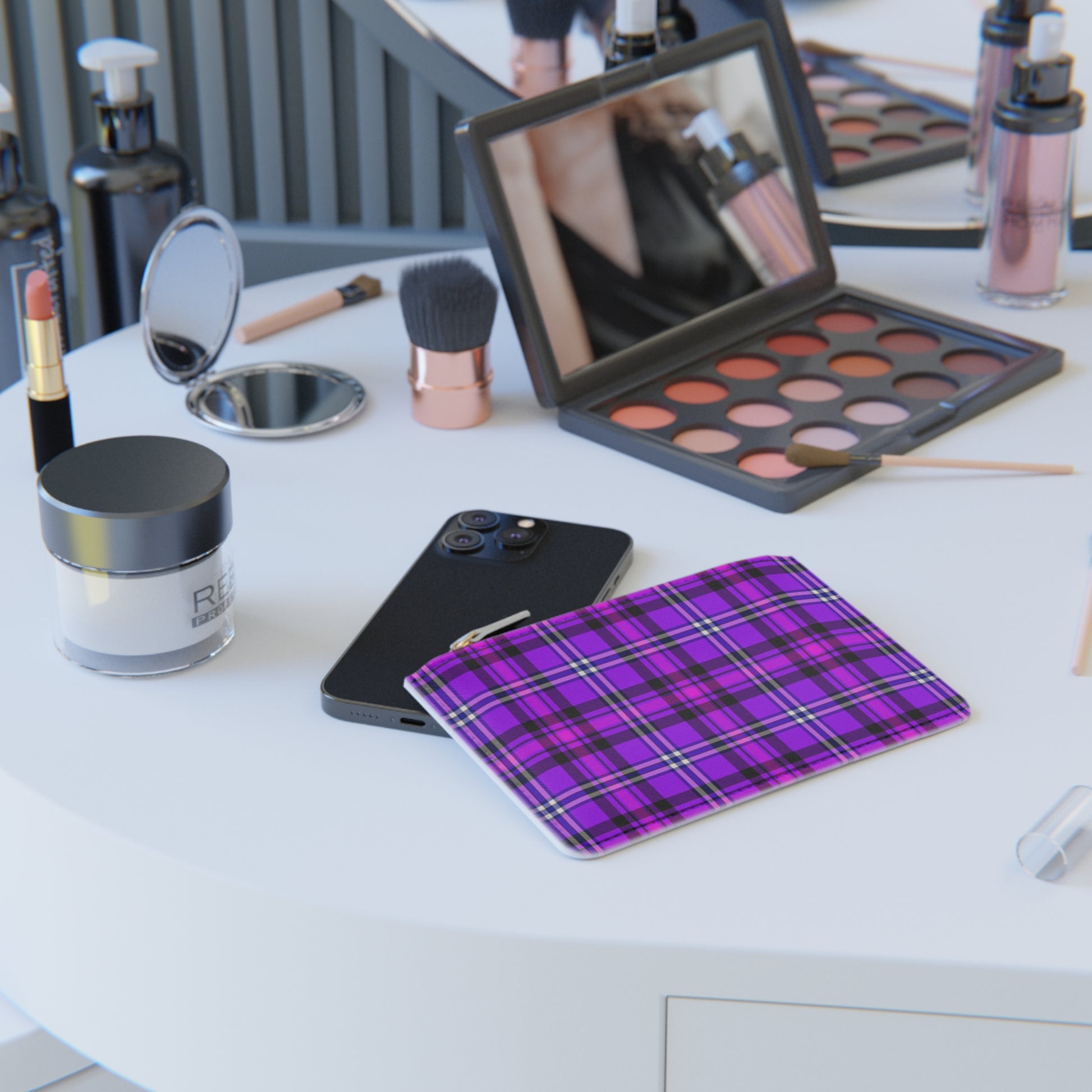 Personalized Plaid Mini Clutch Bag, Stylish Makeup Pouch, Fashion Accessory, Handbag Organizer, Gift for Her, Birthday, Holiday - Celtic Scents