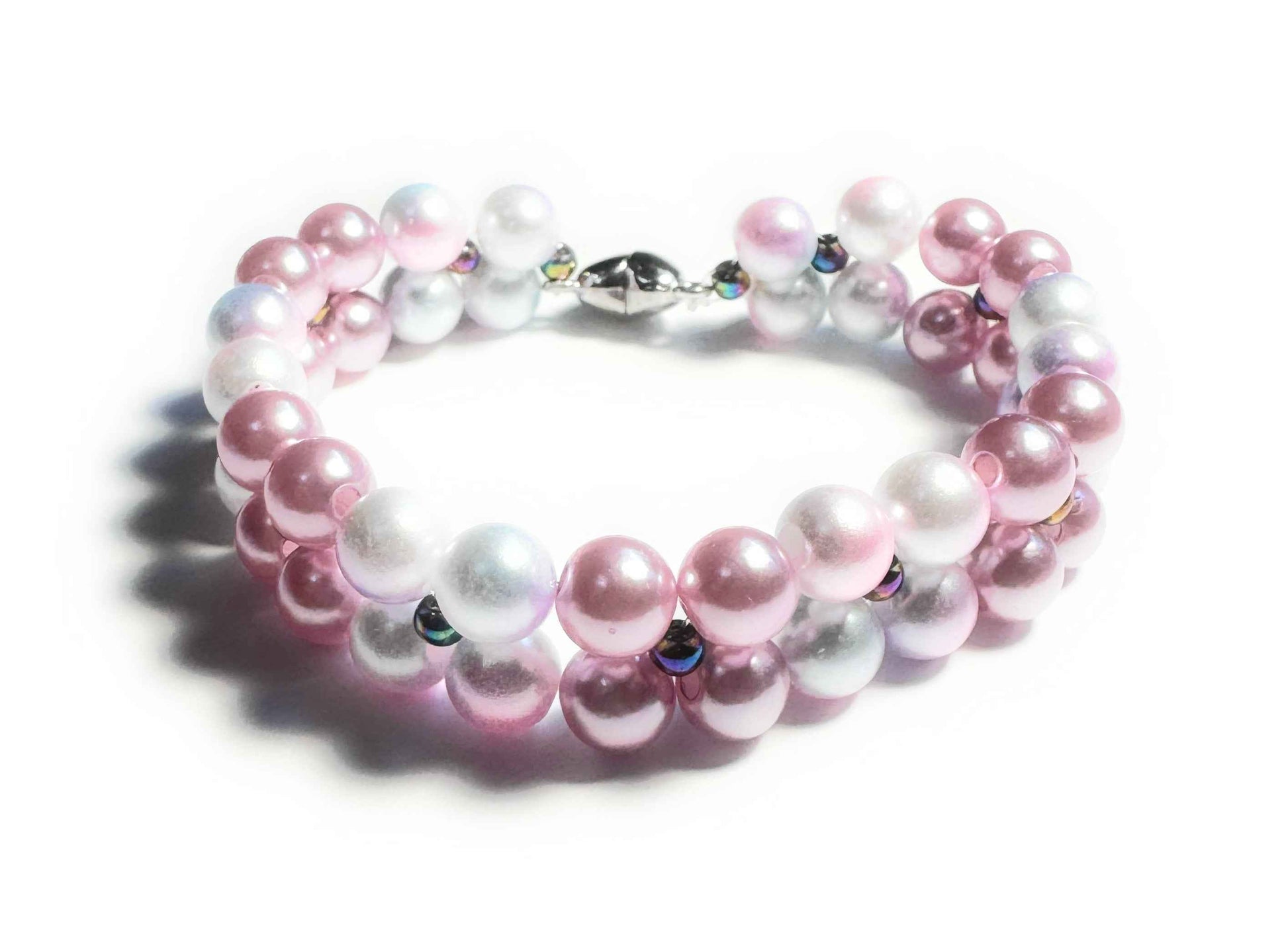 Pink White Beaded Bracelet for Stylish Elegance