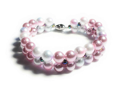 Pink White Beaded Bracelet for Stylish Elegance