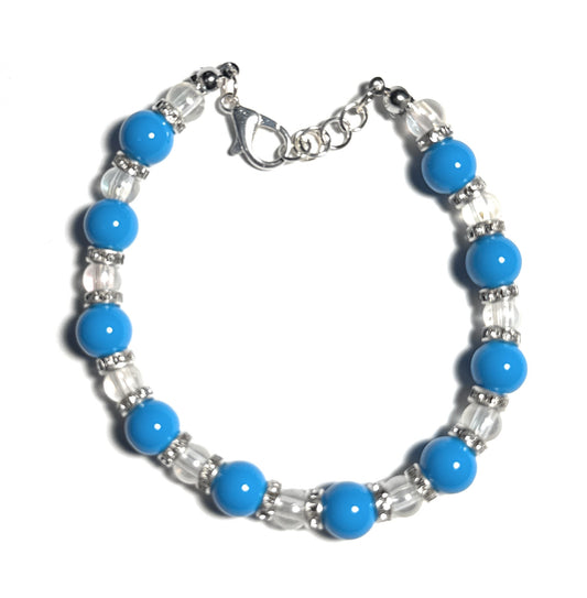 Blue and Crystal Beaded Bracelet with Lobster Clasp - Celtic Scents