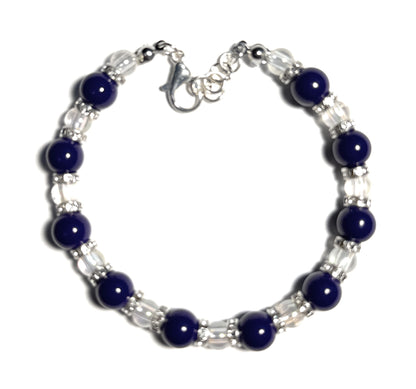 Dark Purple and Clear Glass Beaded Bracelet with Lobster Clasp - Celtic Scents