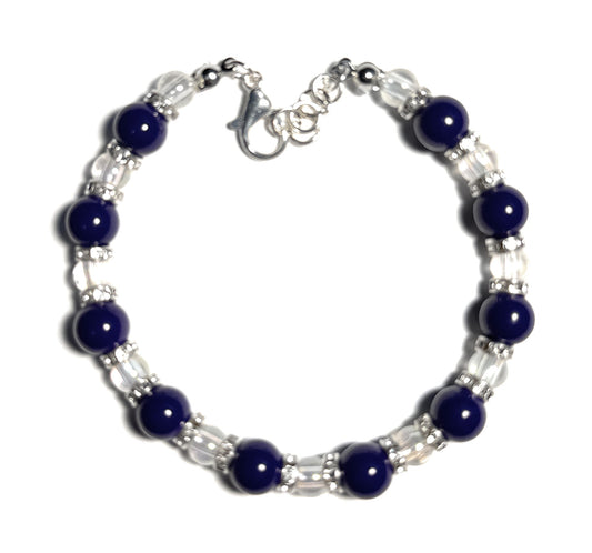 Dark Purple and Clear Glass Beaded Bracelet with Lobster Clasp - Celtic Scents