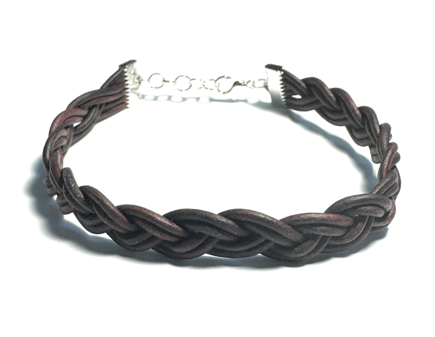 Braided Leather Bracelet, 6 Strand Tibetan Red, Handcrafted in USA