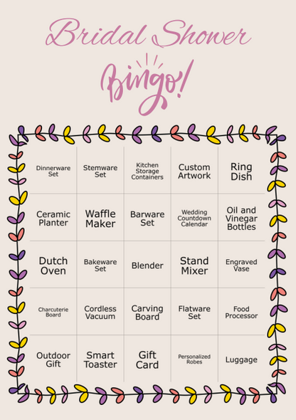 Bridal Shower Bingo Digital Download - 25 Bingo Cards - Find the Gifts - Celtic Scents