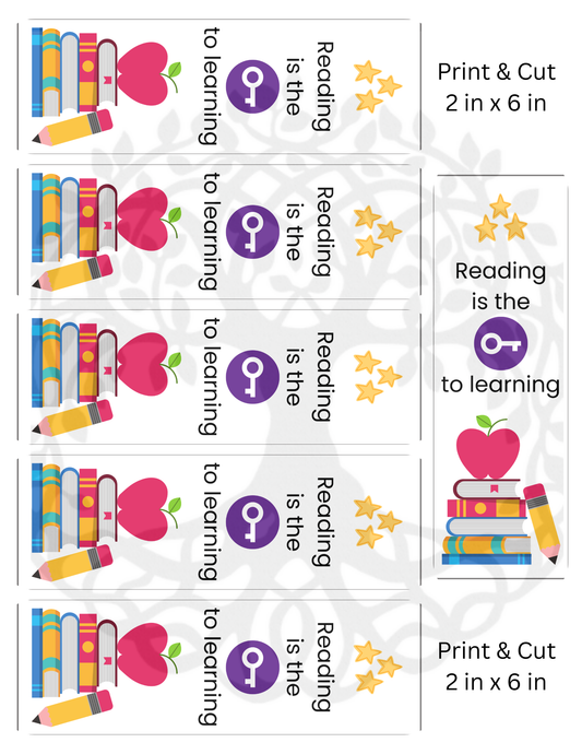 Reading is the Key to Learning Bookmark - Print and Cut - Digital Download - Celtic Scents